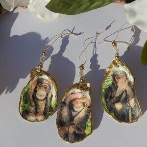 Set of 3 Monkey - Hear No Evil - See No Evil - Speak No Evil - Decoupage Oysters